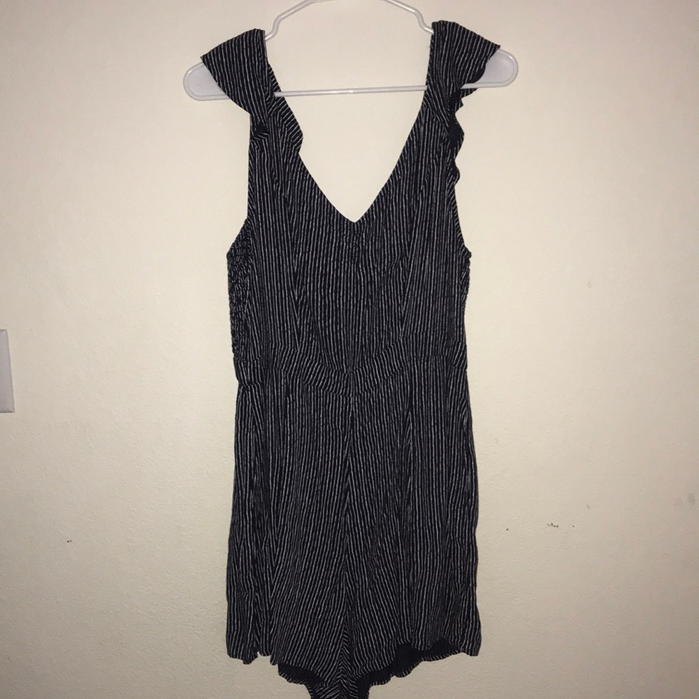 Navy Blue and White Romper